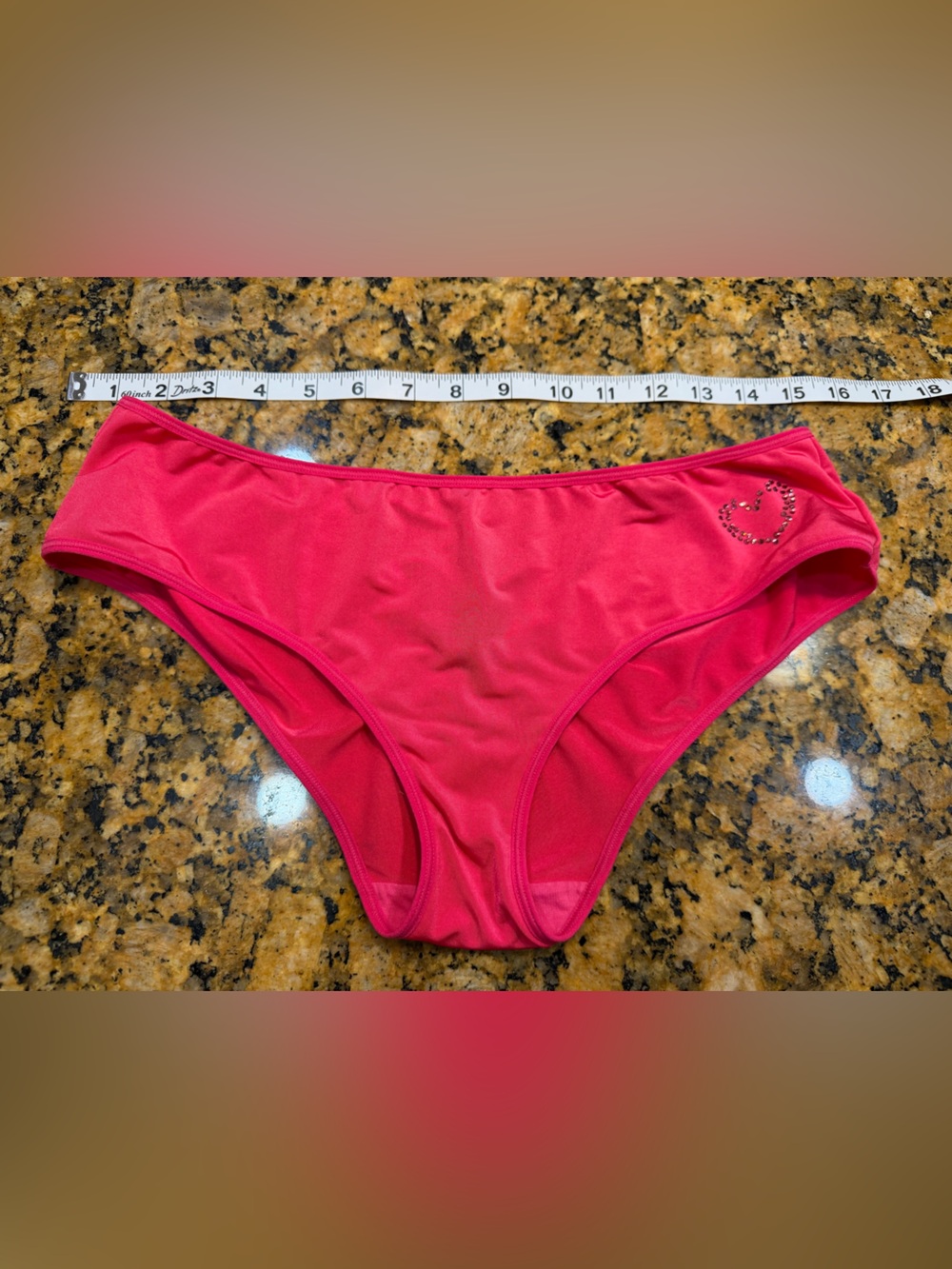 Victoria's Secret Hot Pink Bikini Bottoms with Heart Rhinestone Detail